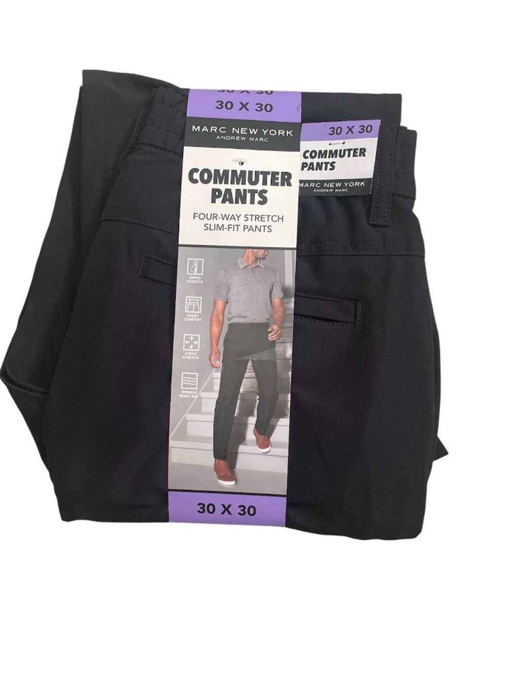 Men's Commuter Pants, Marc New York, 30X30, Black, NWT